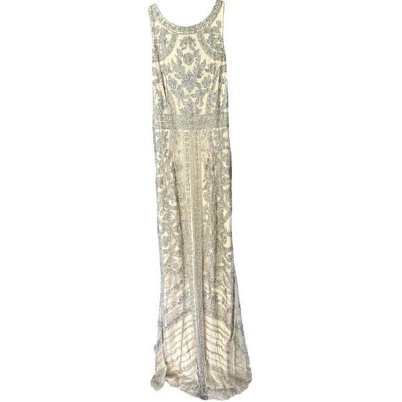 Theia Silver Patterned Cream Maxi Dress - Picture 4 of 6